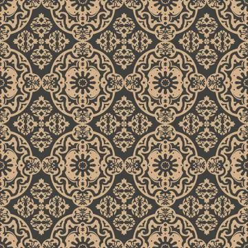 Vector damask seamless retro pattern background oval curve round cross spiral 스톡 일러스트