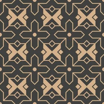 Vector damask seamless retro pattern background Islamic star geometry cross f 스톡 일러스트