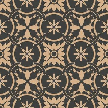 Vector damask seamless retro pattern background round curve cross frame chain 스톡 일러스트