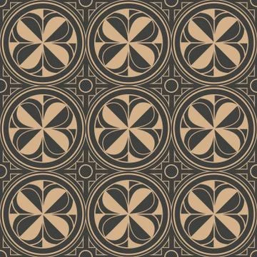 Vector damask seamless retro pattern background round curve cross geometry fr 스톡 일러스트