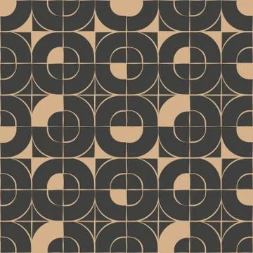 Vector damask seamless retro pattern background round curve corner cross geom Stock Illustration