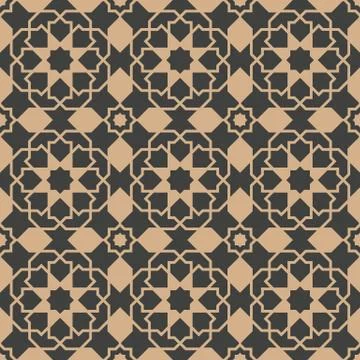 Vector damask seamless retro pattern background Islamic geometry polygon cros Illustrazione stock
