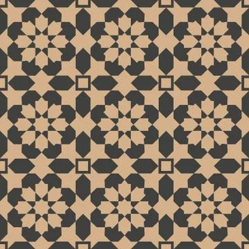 Vector damask seamless retro pattern background Islamic star geometry cross f 스톡 일러스트