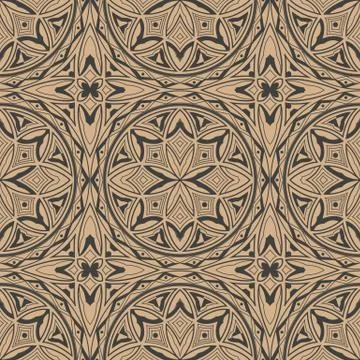 Vector damask seamless retro pattern background aboriginal round curve cross  Illustrazione stock
