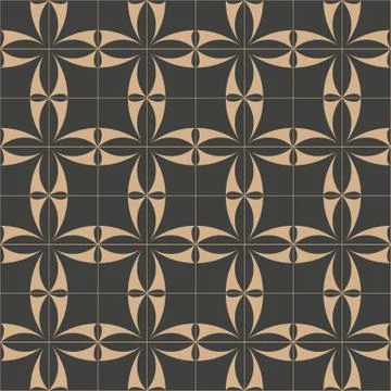 Vector damask seamless retro pattern background curve cross frame geometry fl Stock Illustration