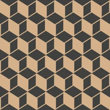 Vector damask seamless retro pattern background 3D square cubic box Stock Illustration