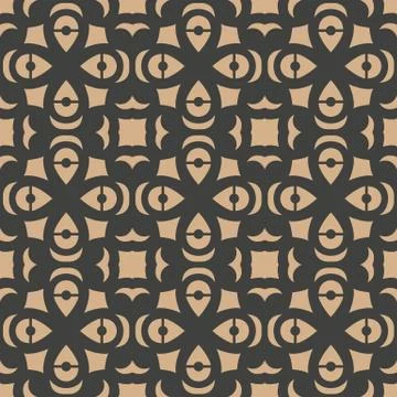 Vector damask seamless retro pattern background round curve cross geometry ka Stock Illustration