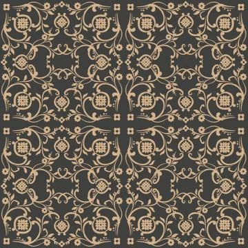 Vector damask seamless retro pattern background botanic garden spiral curve c 스톡 일러스트