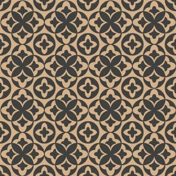 Vector damask seamless retro pattern background round curve cross leaf frame  Stock Illustration