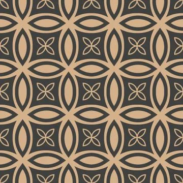 Vector damask seamless retro pattern background round curve cross frame line  Illustrazione stock