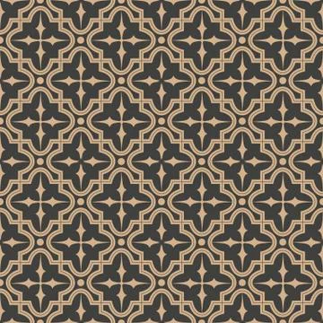 Vector damask seamless retro pattern background curve star cross frame line k Illustrazione stock