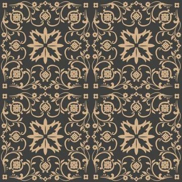 Vector damask seamless retro pattern background botanic garden spiral curve c Stock Illustration