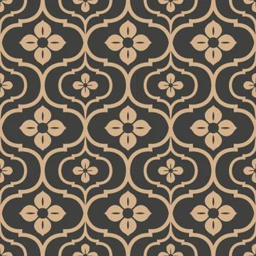 Vector damask seamless retro pattern background curve cross frame line flower Illustrazione stock