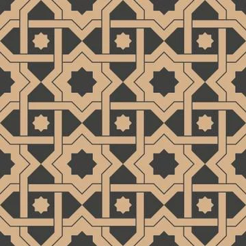 Vector damask seamless retro pattern background star geometry cross frame cha Illustrazione stock