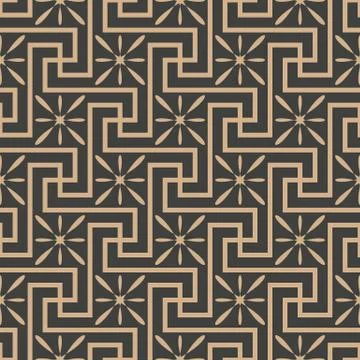 Vector damask seamless retro pattern background spiral vortex cross frame lin Stock Illustration