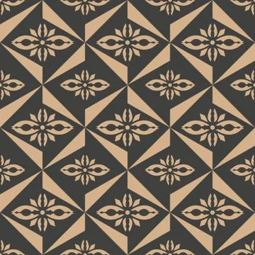 Vector damask seamless retro pattern background triangle geometry cross frame Illustrazione stock