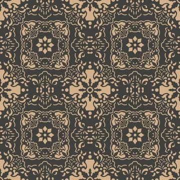 Vector damask seamless retro pattern background botanic garden leaf flower ka Stockillustratie