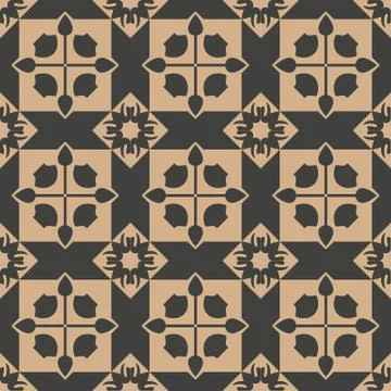 Vector damask seamless retro pattern background square geometry cross flower Stock Illustration