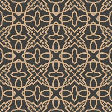 Vector damask seamless retro pattern background round curve cross frame plant 스톡 일러스트