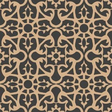 Vector damask seamless retro pattern background round curve cross flower fram Illustrazione stock