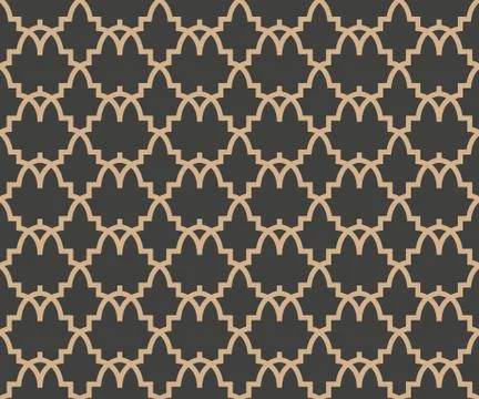 Vector damask seamless retro pattern background curve cross frame chain line Stock Illustration