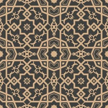 Vector damask seamless retro pattern background polygon geometry cross frame  Illustrazione stock