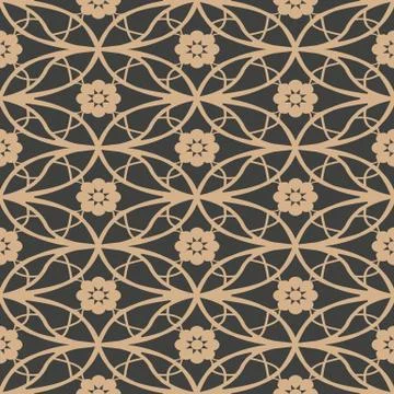 Vector damask seamless retro pattern background oval curve cross frame flower Illustrazione stock