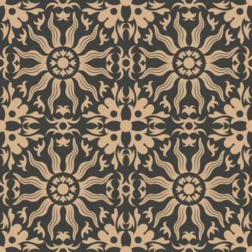 Vector damask seamless retro pattern background spiral round curve cross plan Illustrazione stock