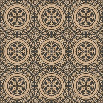 Vector damask seamless retro pattern background round spiral curve cross plan 스톡 일러스트