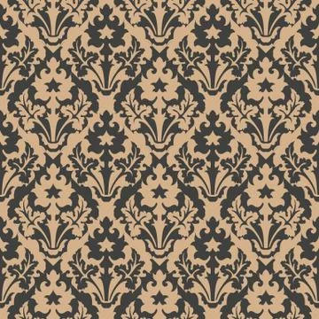Vector damask seamless retro pattern background botanic garden leaf plant cro Stock Illustration