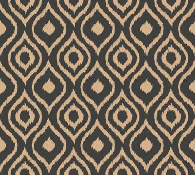 Vector damask seamless retro pattern background curve cross aboriginal geomet Stock Illustration