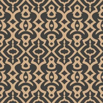 Vector damask seamless retro pattern background aboriginal geoemtry curve cro Stock Illustration