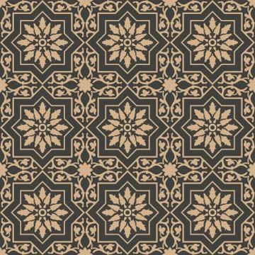 Vector damask seamless retro pattern background star spiral cross geometry fr Illustrazione stock