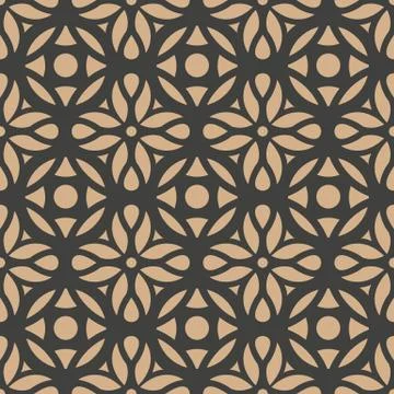 Vector damask seamless retro pattern background round curve cross geometry fl Illustrazione stock