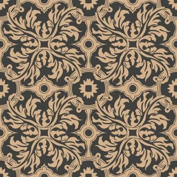Vector damask seamless retro pattern background spiral curve cross feather le Illustrazione stock