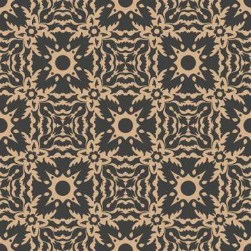 Vector damask seamless retro pattern background spiral curve cross leaf frame Stock Illustration