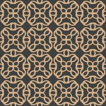 Vector damask seamless retro pattern background round curve cross frame chain Illustrazione stock