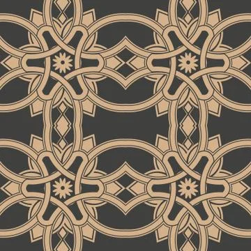 Vector damask seamless retro pattern background curve cross frame chain flowe 스톡 일러스트