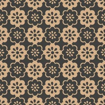 Vector damask seamless retro pattern background round curve cross flower fram 스톡 일러스트
