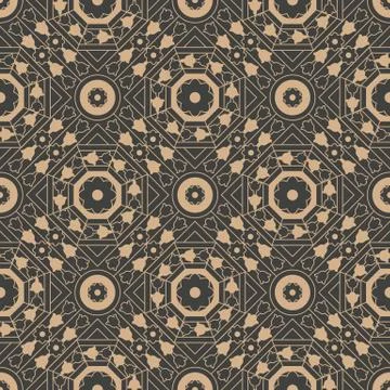 Vector damask seamless retro pattern background polygon geometry cross frame  Stock Illustration