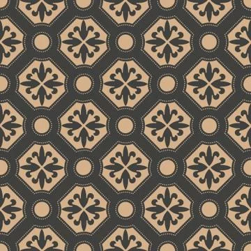 Vector damask seamless retro pattern background curve cross botanic garden fl イラスト素材