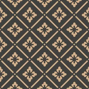Vector damask seamless retro pattern background check geometry cross frame li Stockillustratie