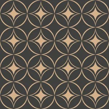 Vector damask seamless retro pattern background round curve cross frame line  Illustrazione stock