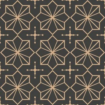Vector damask seamless retro pattern background star geometry cross frame lin Illustrazione stock