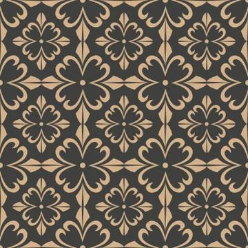 Vector damask seamless retro pattern background curve cross botanic garden fl Stock Illustration