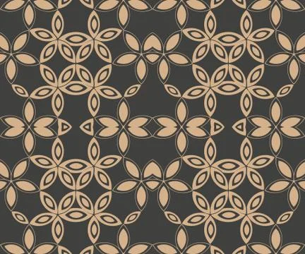 Vector damask seamless retro pattern background curve cross star flower petal イラスト素材