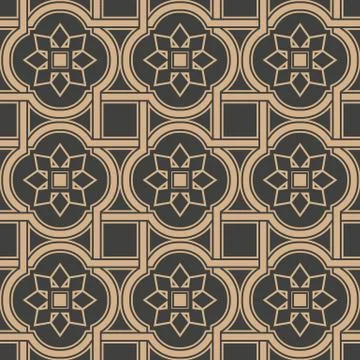 Vector damask seamless retro pattern background curve cross square frame line Illustrazione stock