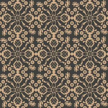 Vector damask seamless retro pattern background botanic garden spiral curve c Stock Illustration