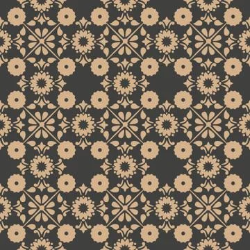 Vector damask seamless retro pattern background round curve cross flower fram Illustrazione stock