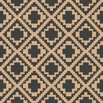 Vector damask seamless retro pattern background mosaic pixel geometry check c Stock Illustration